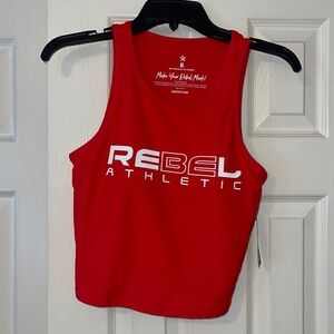 Rebel Athletic, Miss America Fitness Top. Red tank top.
